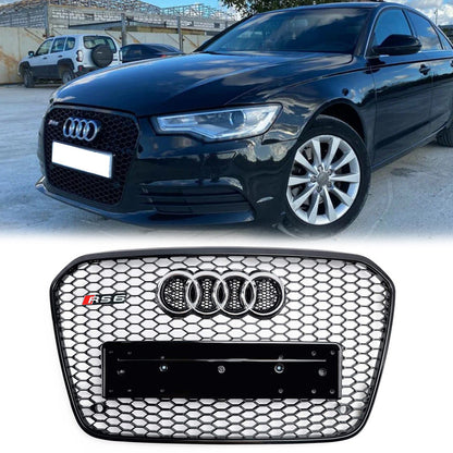 2012-2015 Audi A6 C7/S6 pre-facelift RS6 Style Honeycomb Front Bumper Grille Blcak Grill