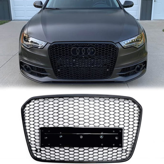 Audi 2012-2015 A6 S6 C7 Grill Replacement RS6 Style Front Mesh Honeycomb Black Grill