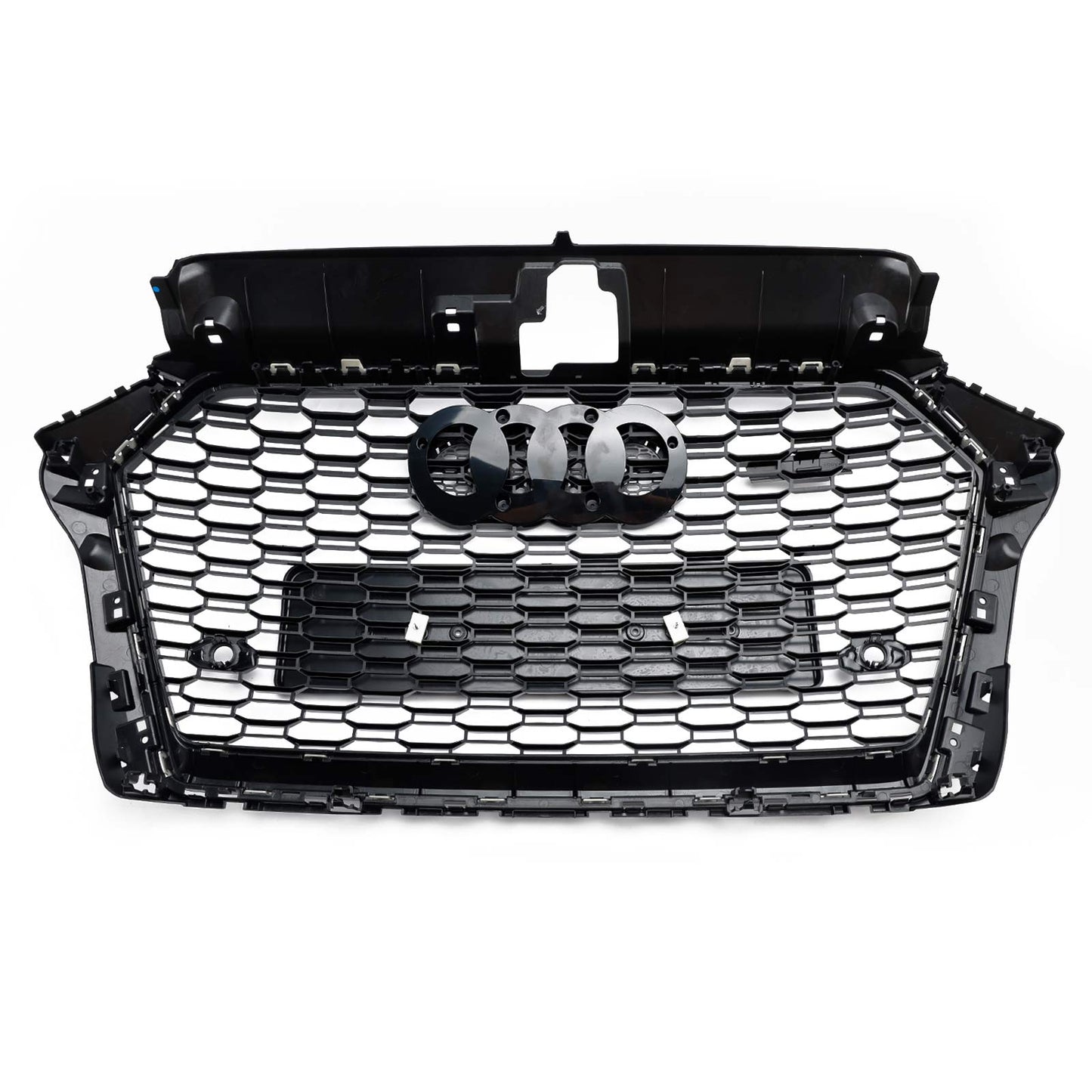2017-2019 Audi A3/ A3 Sline/ S3 RS3 Style Honeycomb Mesh Grille Front Bumper Glossy Black Grill