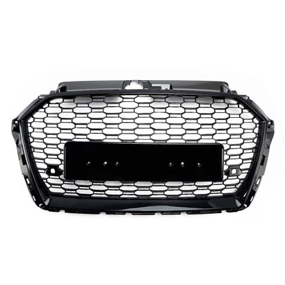 2017-2019 Audi A3/ A3 Sline/ S3 RS3 Style Honeycomb Mesh Grille Front Bumper Glossy Black Grill