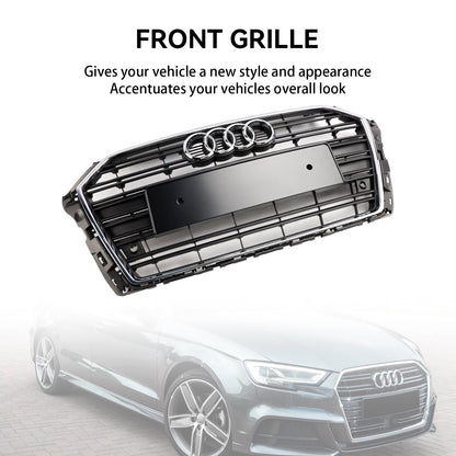 2017-2019 Audi A3 / S3 Front Bumper Horizontal Slat Grill Chrome Grill