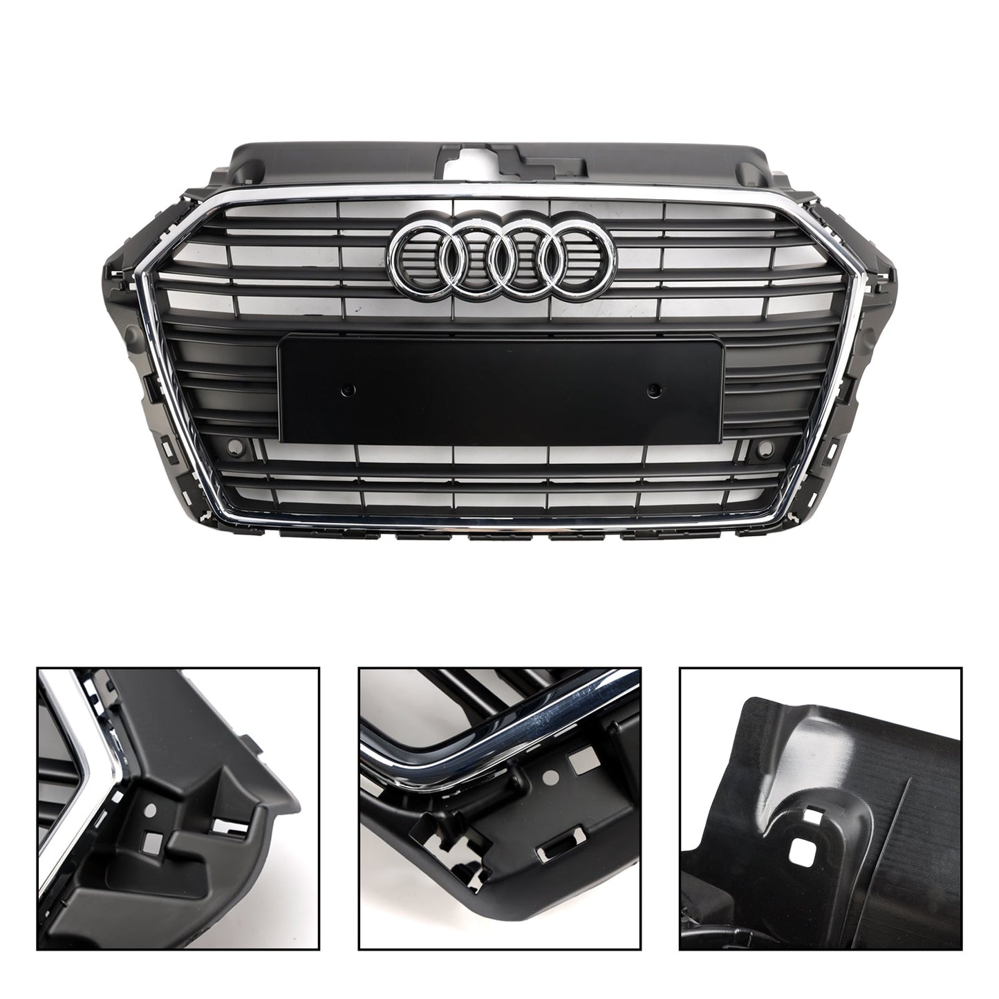 Audi A3 / A3 Sline / S3 2017-2019 Front Grille Chrome Black Slat Replacement Grill