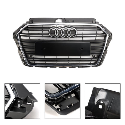 Audi A3 / A3 Sline / S3 2017-2019 Front Grille Chrome Black Slat Replacement Grill