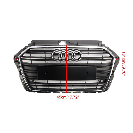 2017-2019 Audi A3 / S3 Front Bumper Horizontal Slat Grill Chrome Grill