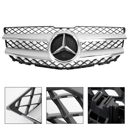 2013-2015 Mercedes-Benz GLK-Class X204 Chrome Front Grill Upper Bumper Replacement W/ Star Emblem Grille