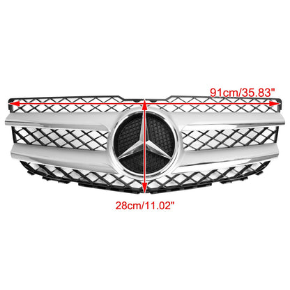 2013-2015 Mercedes-Benz GLK-Class X204 Chrome Front Grill Upper Bumper Replacement W/ Star Emblem Grille