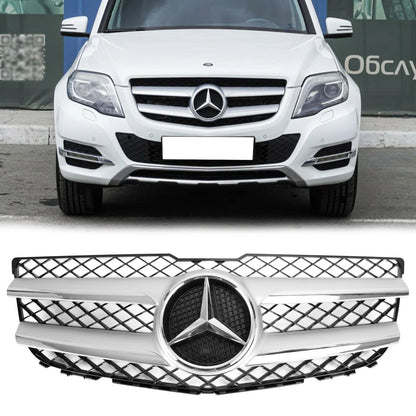 2013 2014 2015 Mercedes-Benz GLK-Class X204 Front Grille Air Intake Radiator Bumper Chrome Silver Grill With Star Emblem
