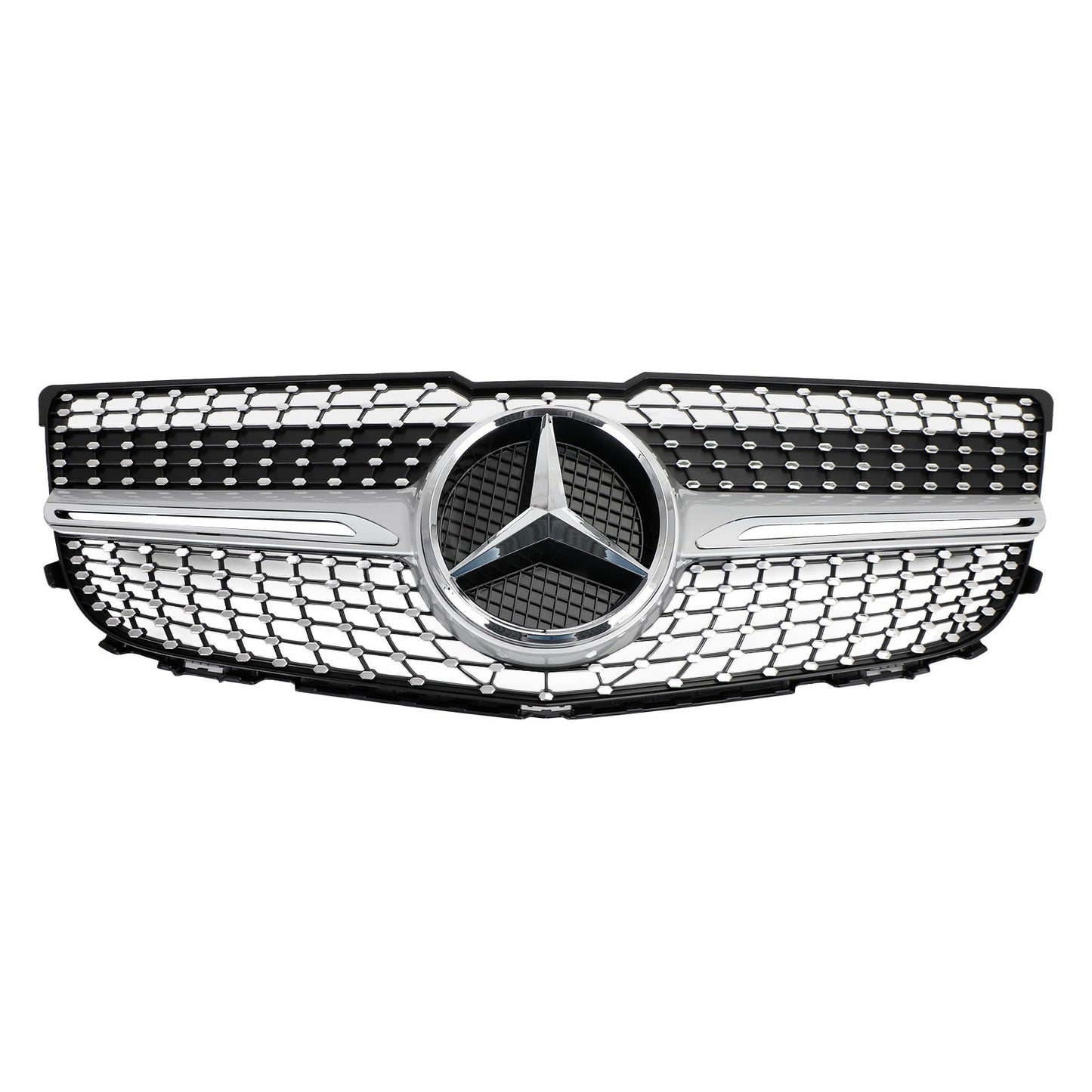 2013-2015 Mercedes-Benz GLK-Class X204 Chrome Front Grill Upper Bumper Replacement W/ Star Emblem Grille