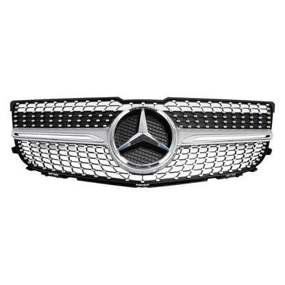 2013-2015 Mercedes-Benz GLK-Class X204 Chrome Front Grill Upper Bumper Replacement W/ Star Emblem Grille