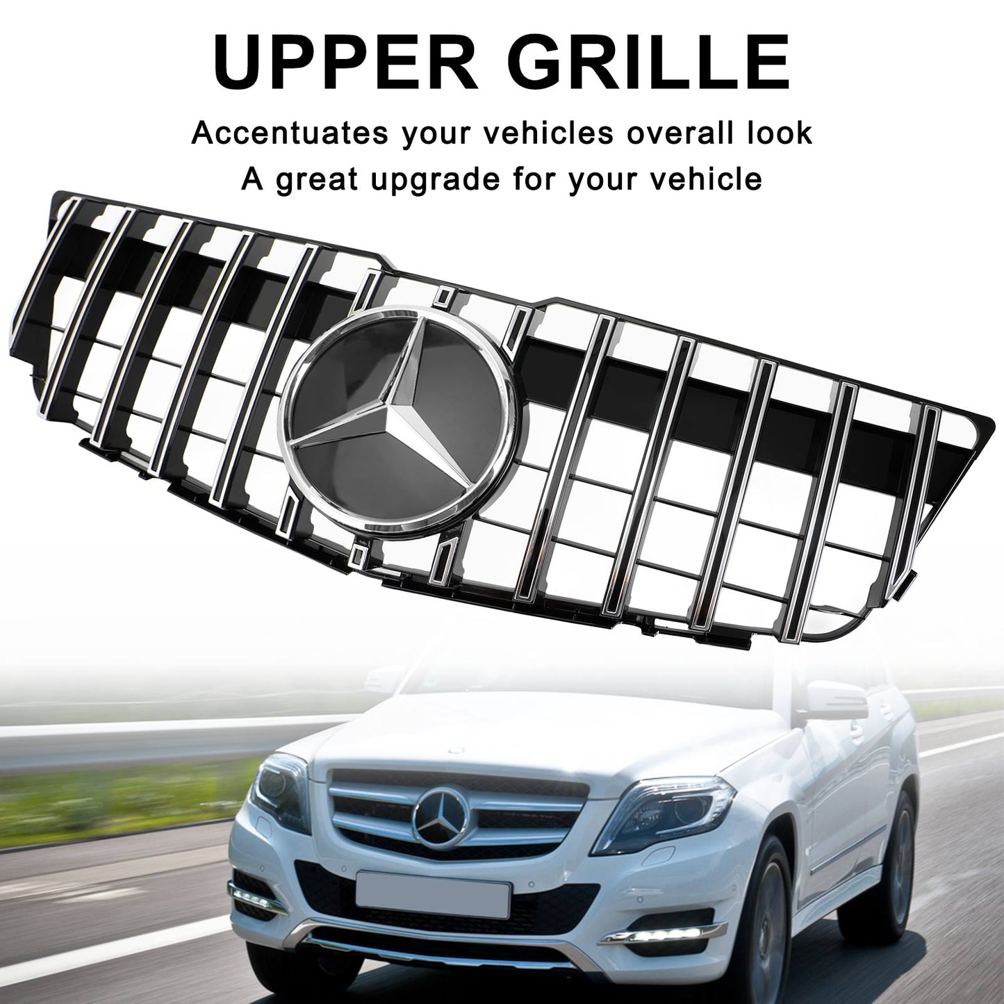 2008-2012 Mercedes Benz GLK-Class X204 Black Chrome Grille Front Bumper Replacement Grill