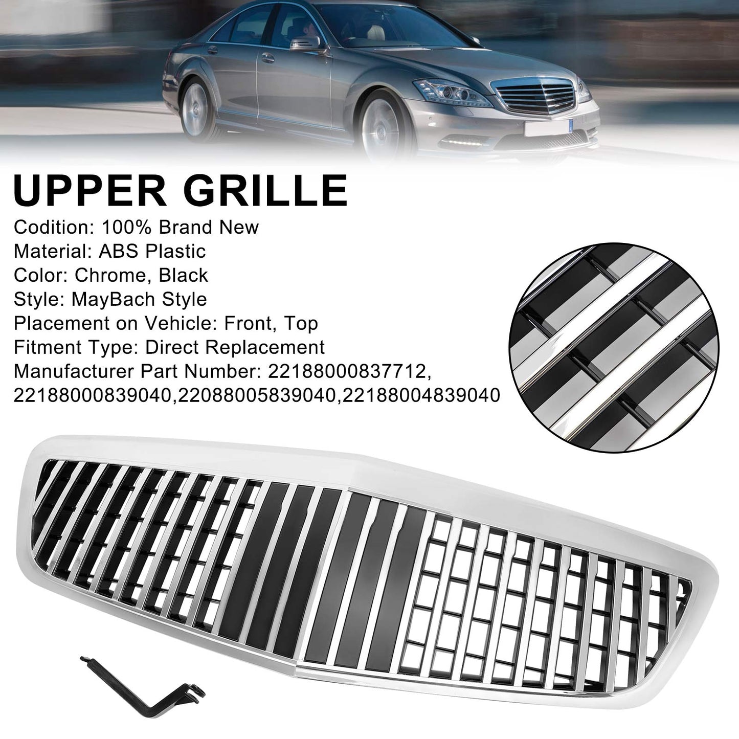 2010-2013 Mercedes Benz W221 S400 S450 S550 S600 S65 S63 S-Class AMG/MayBach Style Grill Chrome Grill