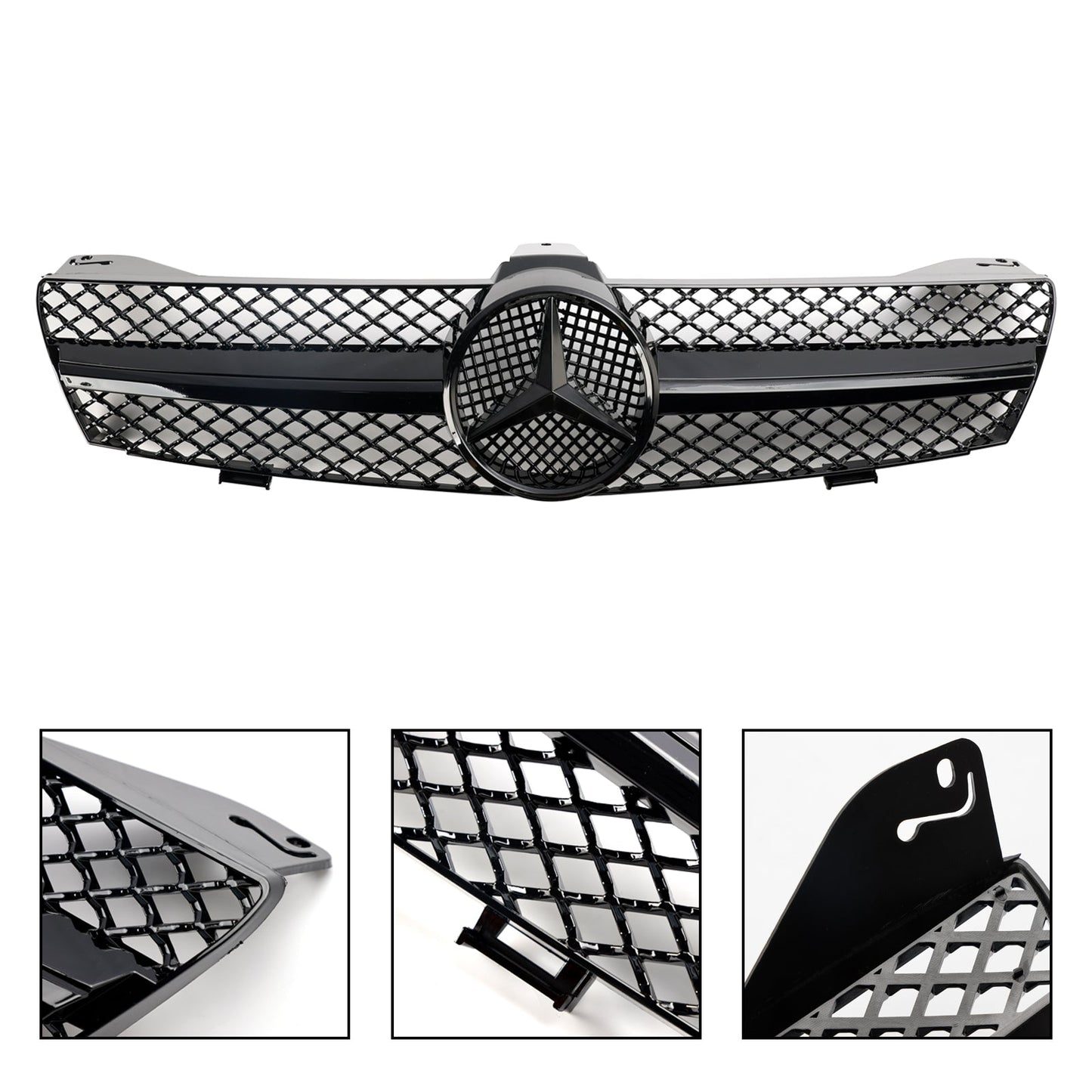 2004-2008 Mercedes Benz CLS-Class W219 C219 CLS280/320/S350/500/550 Front Bumper Grill Black Replacement Grille