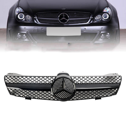 2004 2005 2006 2007 2008 Mercedes Benz CLS-Class W219 Front Grill Chrome / Black Replacement Grille With Star Emblem