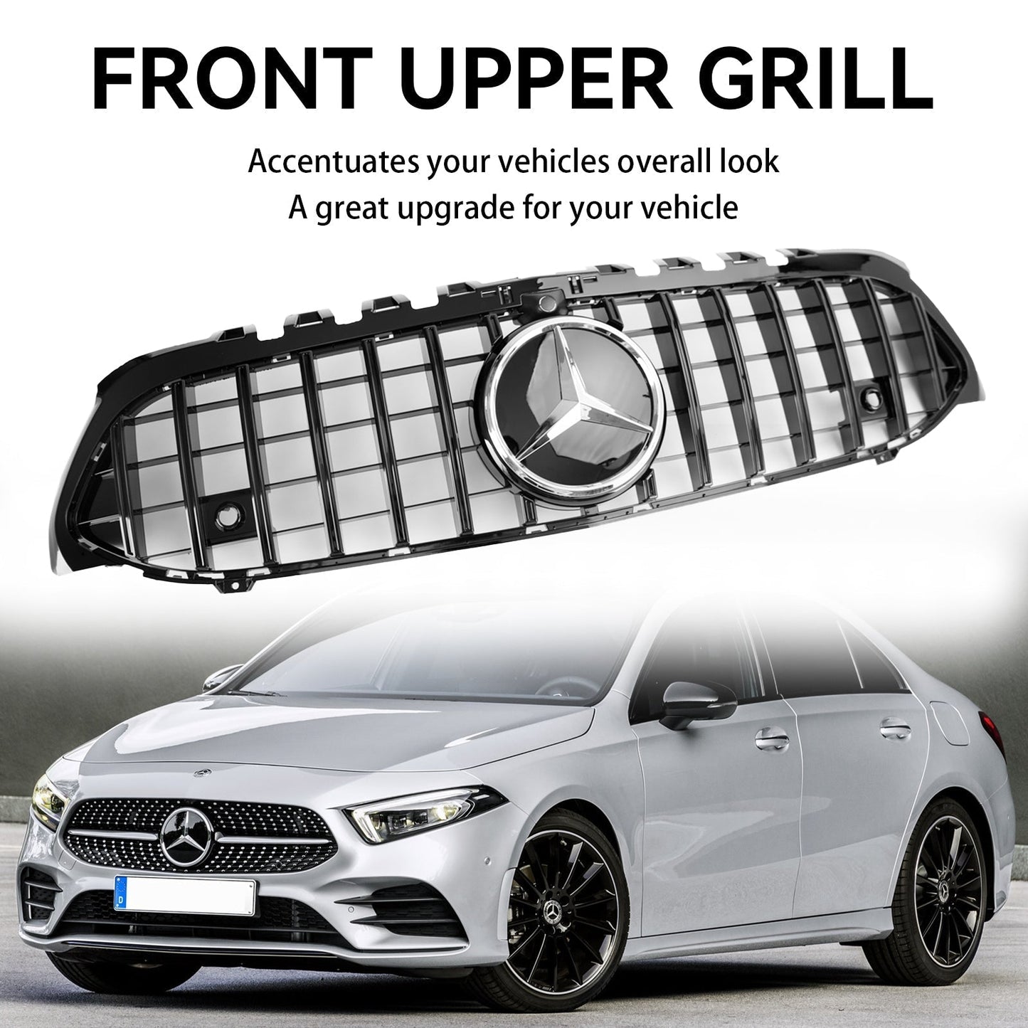 2019-2023 Mercedes Benz A-CLASS W177 AMG Style Front Grille Glossy Black Replacement Grill