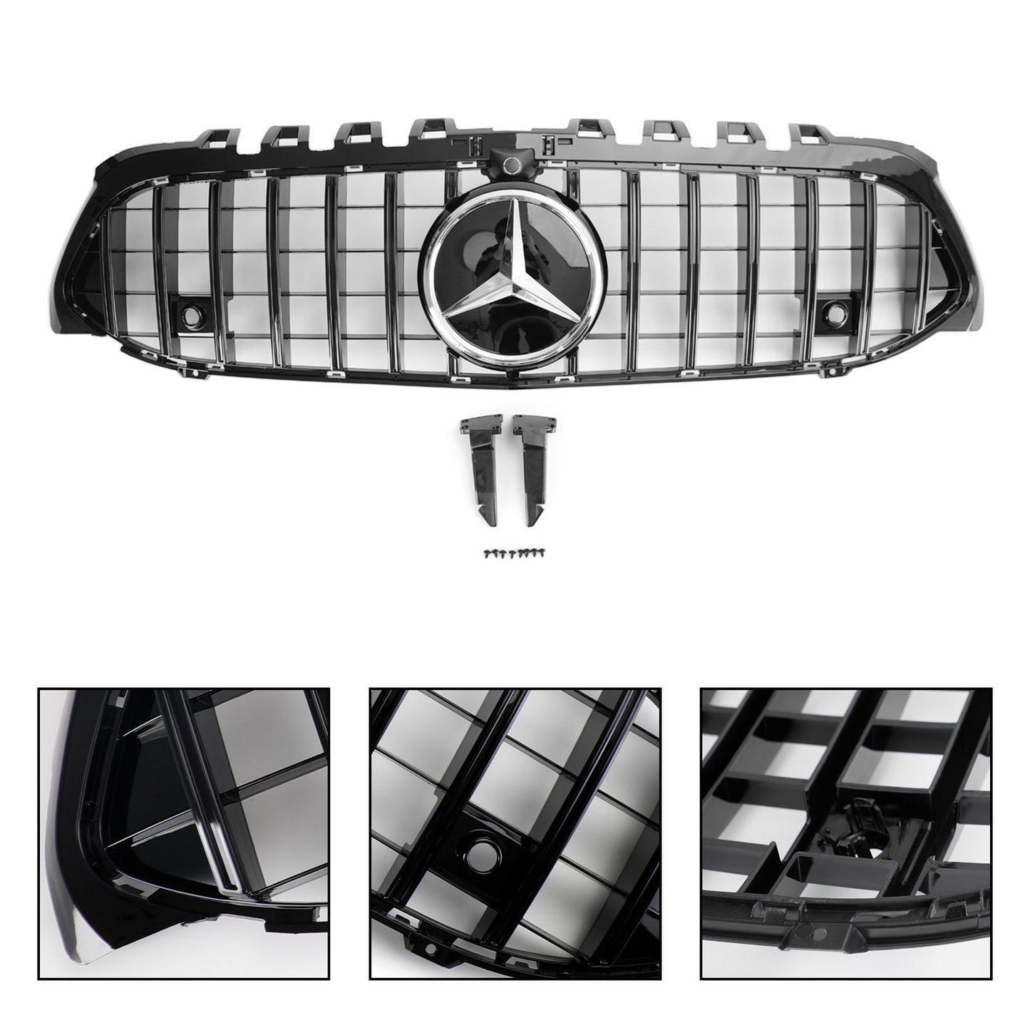 2019-2023 Mercedes Benz A-CLASS W177 AMG Style Front Grille Glossy Black Replacement Grill