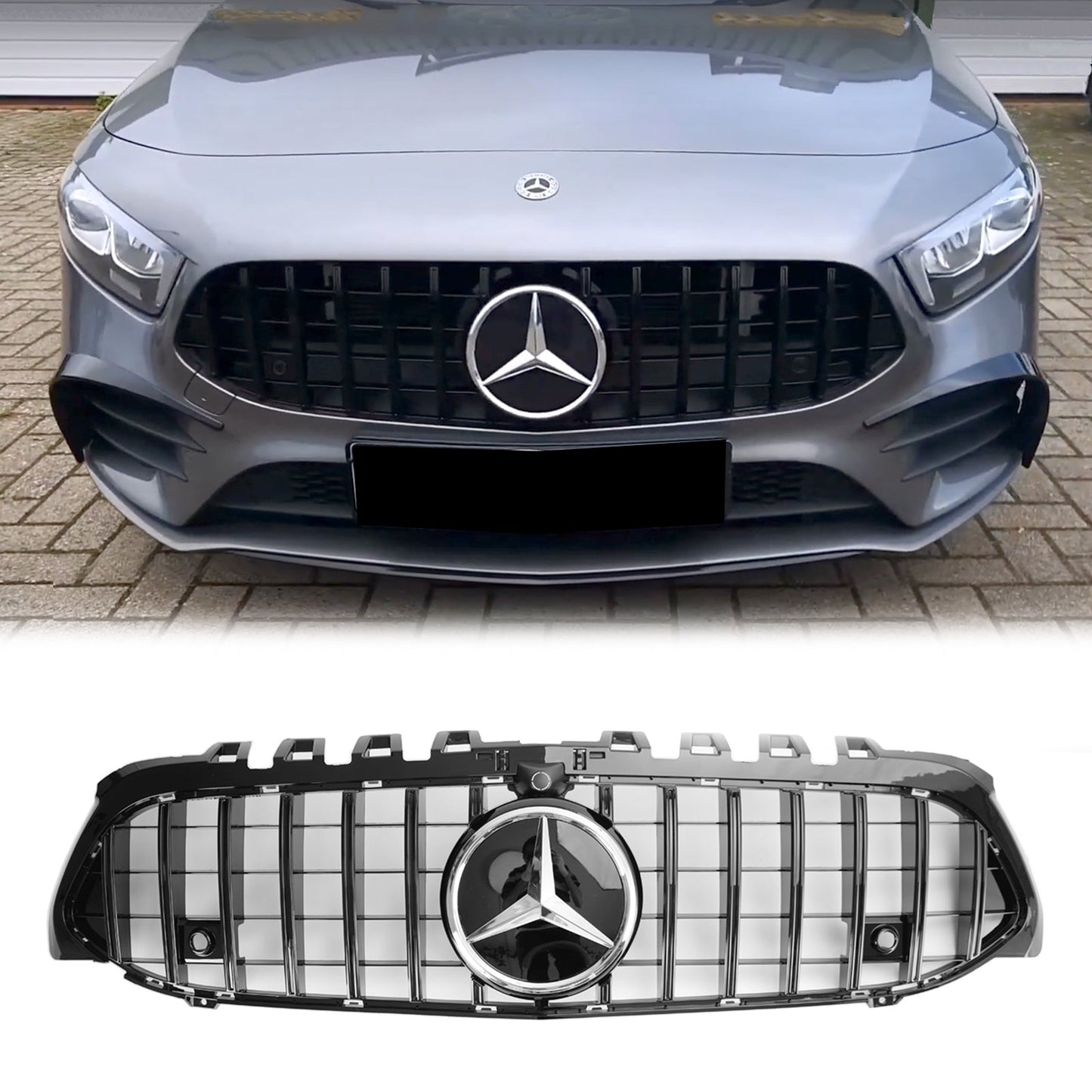 2019-2023 Mercedes Benz A-CLASS W177 AMG Style Front Grille Glossy Black Replacement Grill