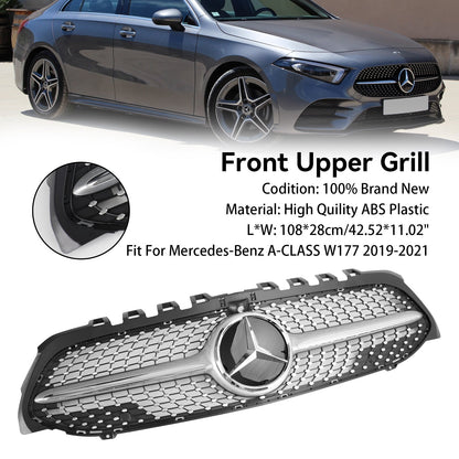 2019-2023 Benz W177 A-CLASS A180/200/A35 Diamond Front Bumper Mercedes Grill Black Chrome Grill