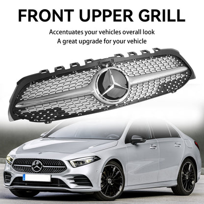 2019-2023 Benz W177 A-CLASS A180/200/A35 Diamond Front Bumper Mercedes Grill Black Chrome Grill