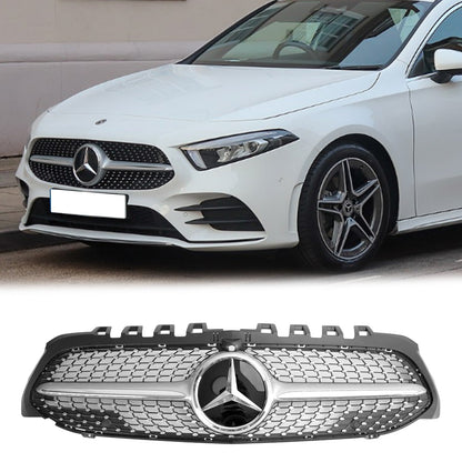 2019-2023 Benz W177 A-CLASS A180/200/A35 Diamond Front Bumper Mercedes Grill Black Chrome Grill