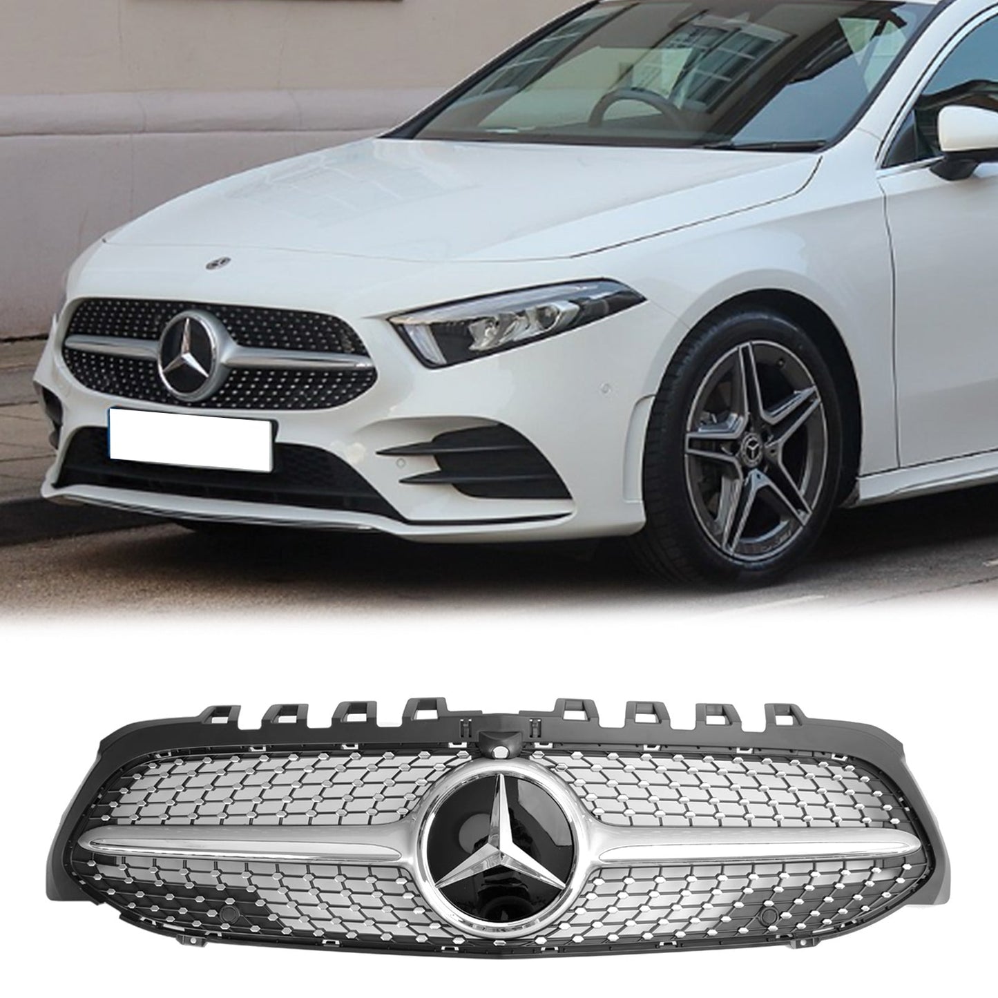 2019-2023 Mercedes Benz A-CLASS W177 A180/200/A35 Diamond Front Grill Radiator Bumper Grill