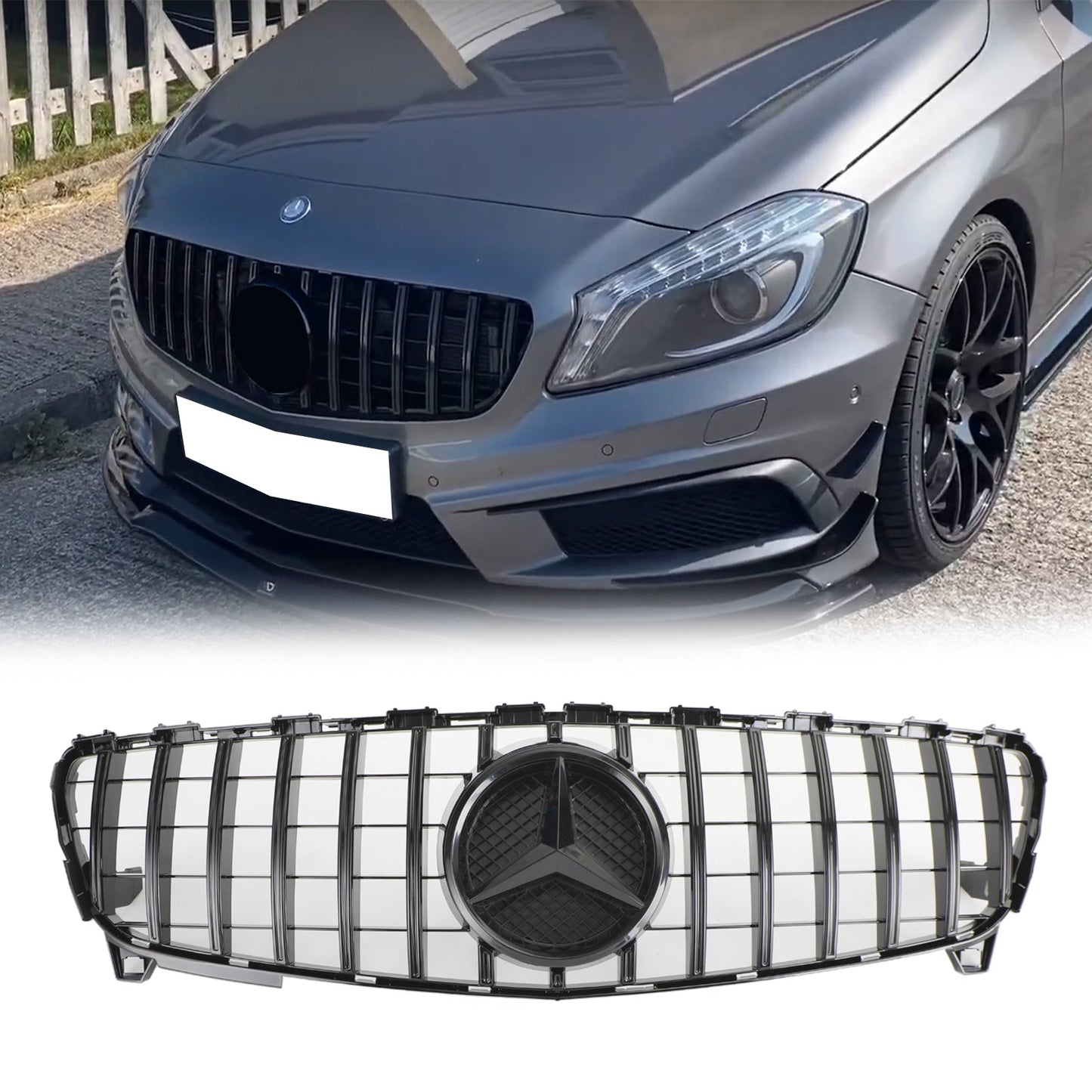 2016-2018 Mercedes Benz A-CLASS W176 A180/200/A45 Front Bumper Grille AMG Style Black Grill
