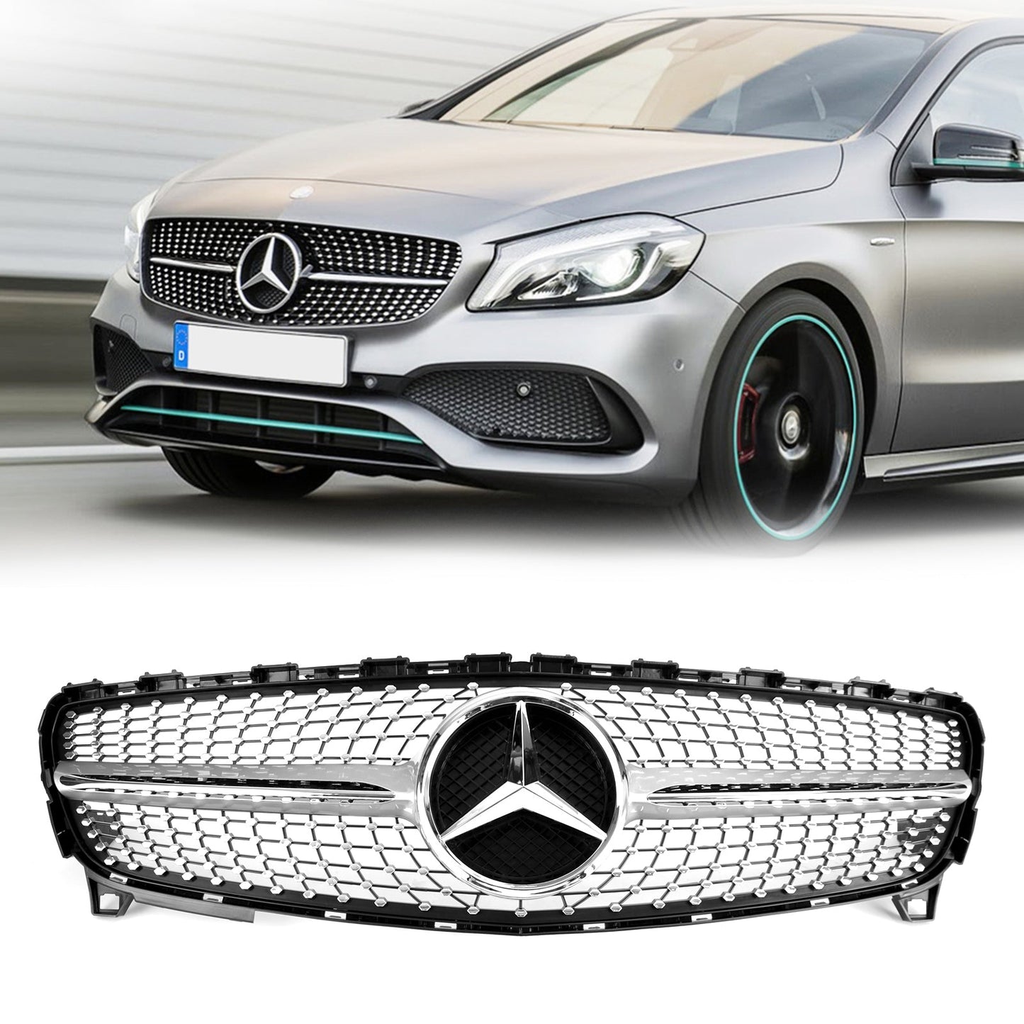 2016-2018 Mercedes Benz A-CLASS W176 A180/200/A45 Front Bumper Grille Diamond Replacement Grill