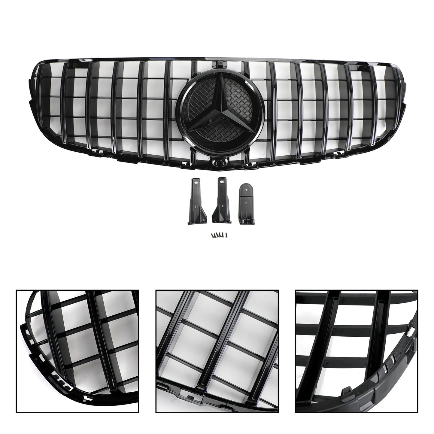 2015-2019 GLC-Class X253 GLC250/300/350e Mercedes Benz AMG Style Grille Front Bumper Replacement Black Grill