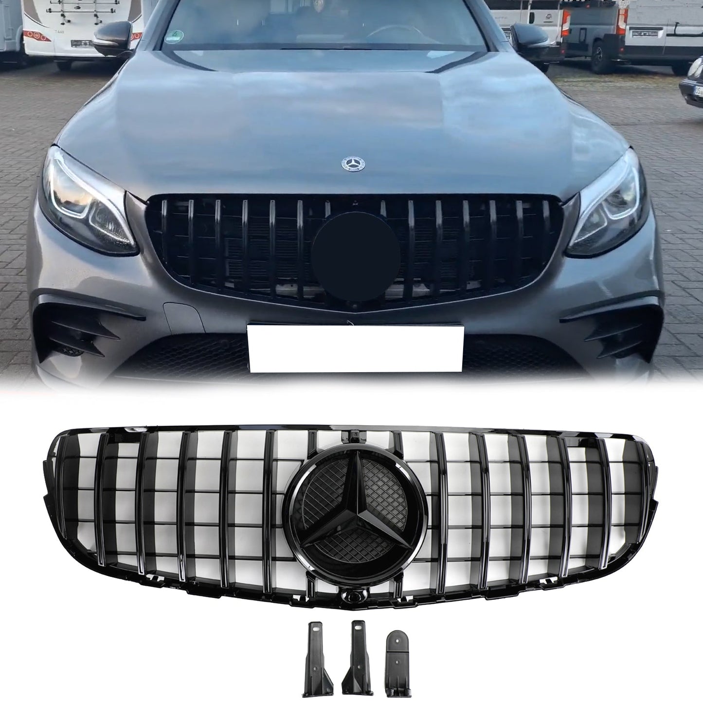2015-2019 Benz X253 GLC-Class GLC250/300/350e/220d Mercedes Front Bumper Grille Gloss Black AMG Style Grill