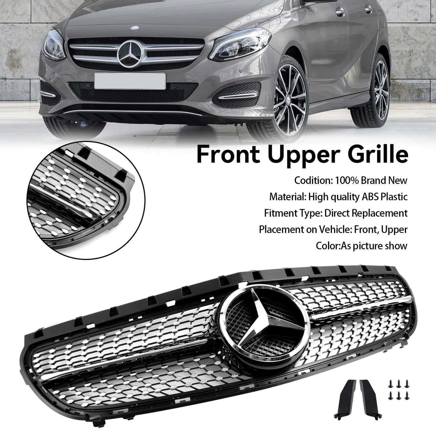 2014.11-2018 Mercedes Benz B-Class W246 B180 B200 B250 Facelift Front Bumper Grill Replacement Grille