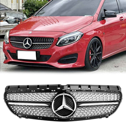 2014-2018 Mercedes Benz B-Class W246 Front Grill Bumper Replacement Diamond Black Chrome Grille