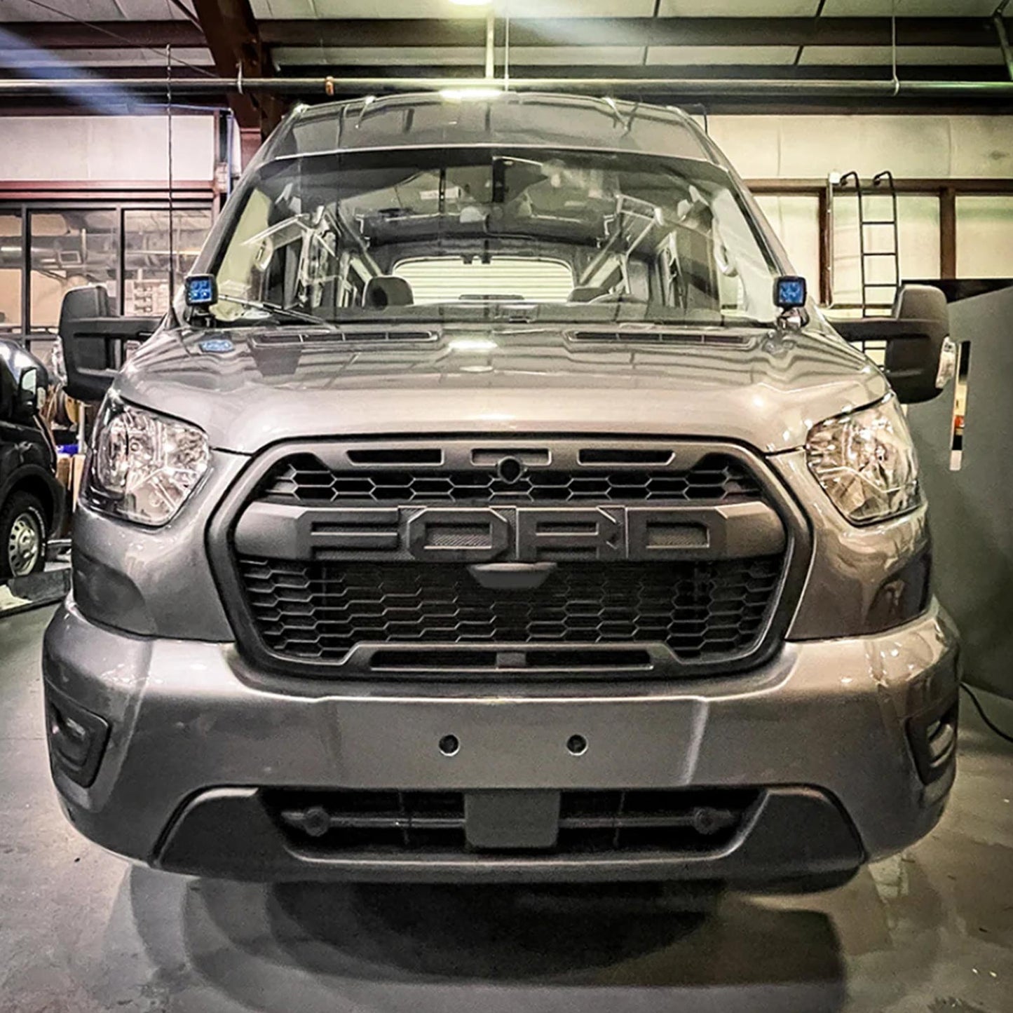 Raptor Style Grill For 2020-2024 Ford Transit 150 250 350 Front Bumper Grill Replacement Matte Black Grille