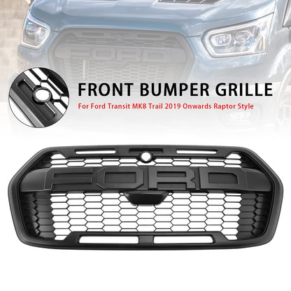 Raptor Style Grill For 2020-2024 Ford Transit 150 250 350 Front Bumper Grill Replacement Matte Black Grille