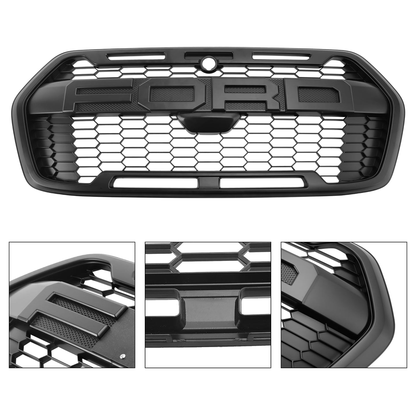 Ford Transit T150 T250 T350 MK8 2020-2024 Raptor Style Front Grille Replacement Honeycomb Black Grill