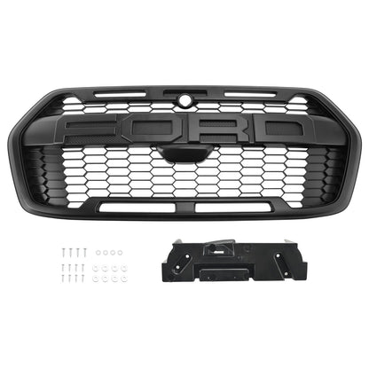 Raptor Grille | Ford Transit MK8 | 2020-2024 | Matte Black | Front Bumper Honeycomb Grill With Letter
