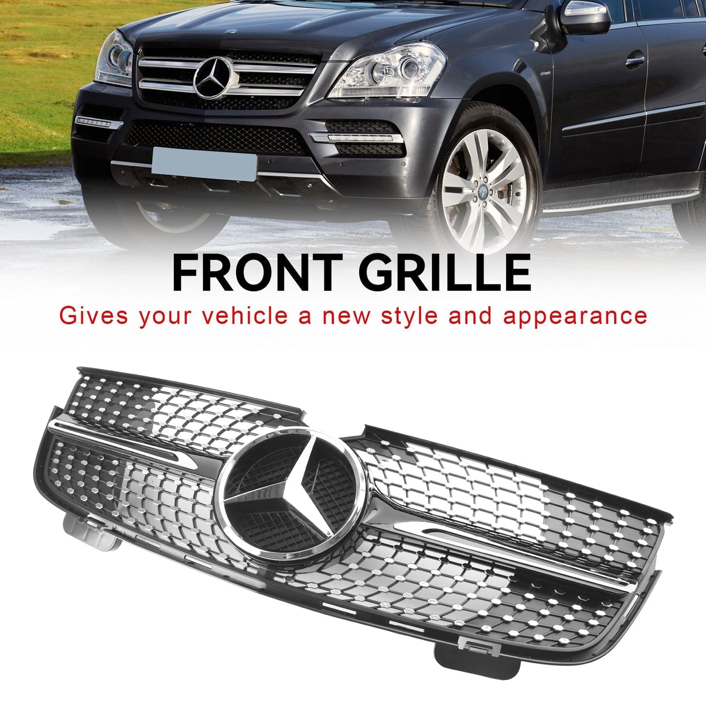 Benz 2007-2009 GL-Class X164 GL320 GL450 GL350 Chrome Diamonds Mercedes Grill Front Bumper Grille
