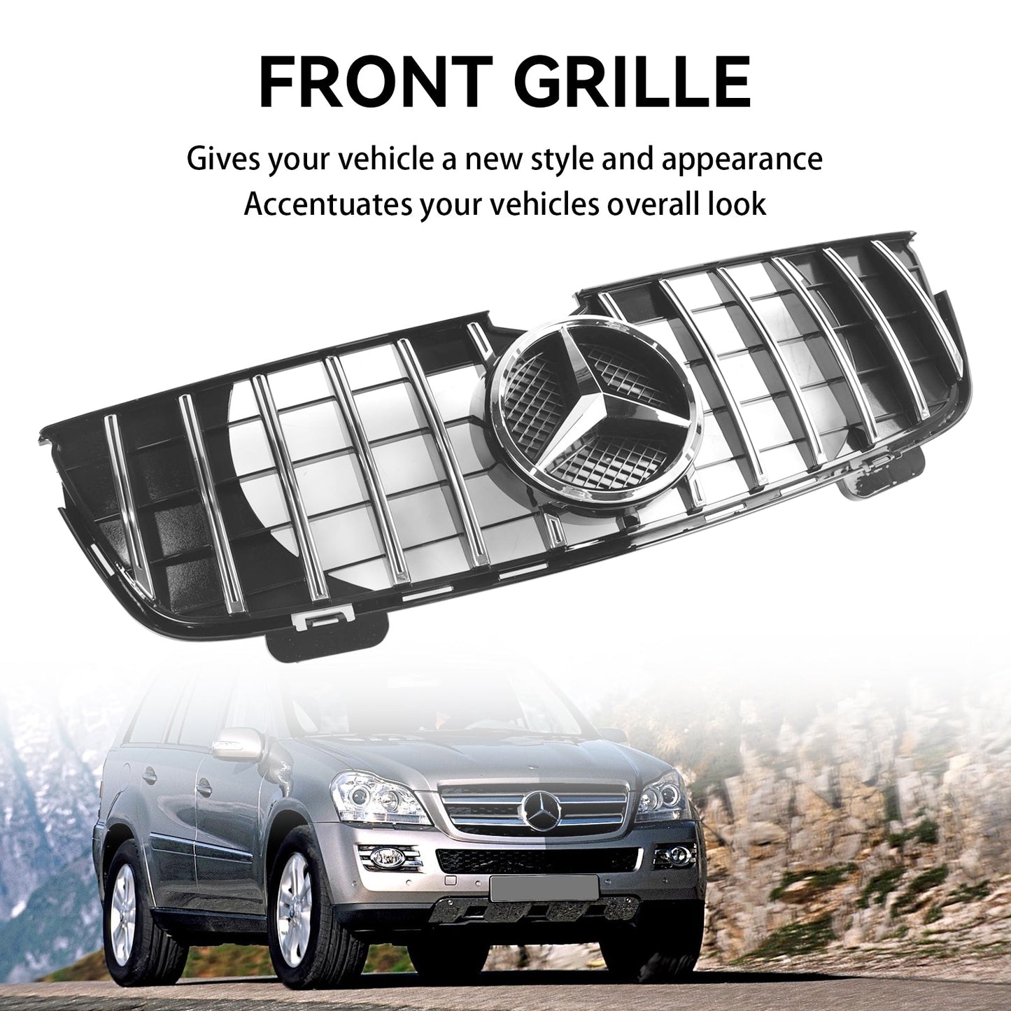 Mercedes-Benz 2007-2009 GL-Class X164 GL450 GT Front Bumper Grille Black Chrome Grill