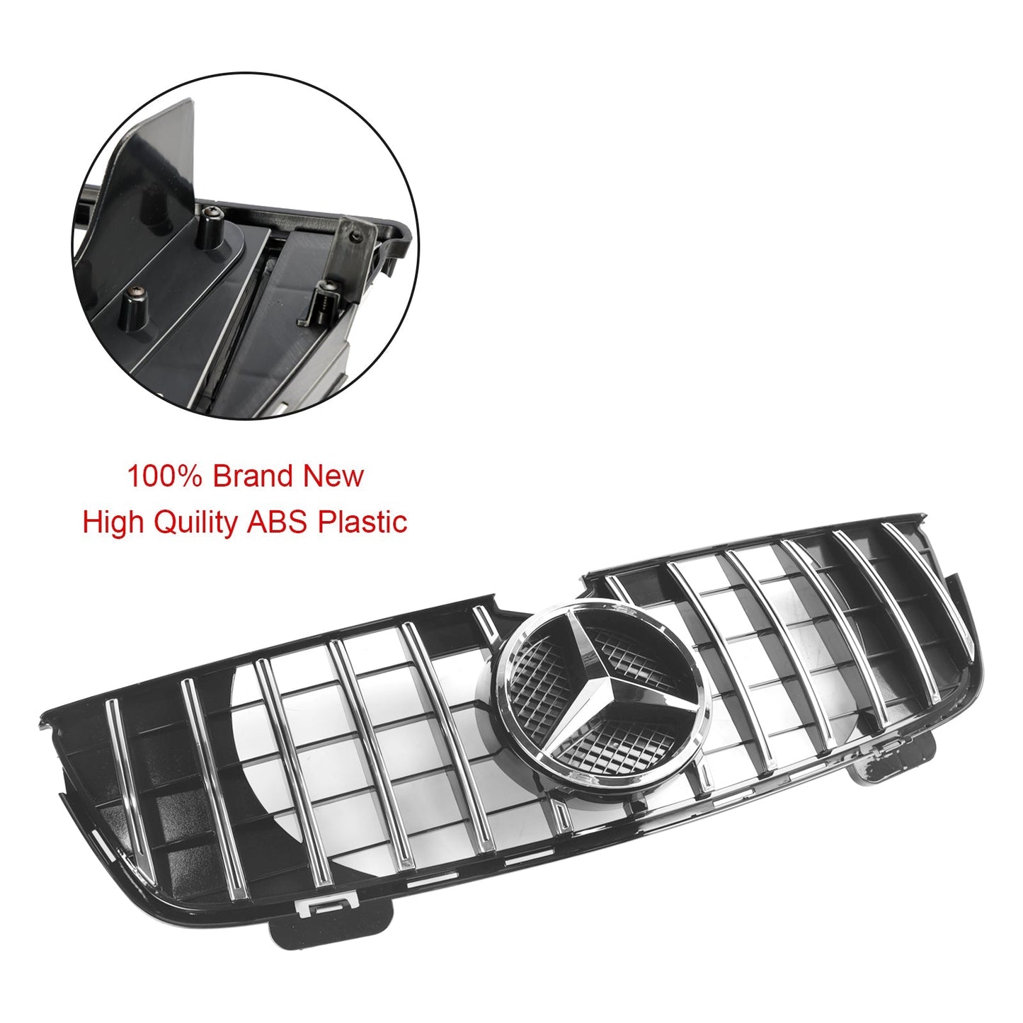 Mercedes-Benz 2007-2009 GL-Class X164 GL350 GTR Style Front Bumper Grill Chrome Black Grill
