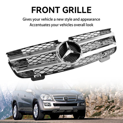 2007-2009 Mercedes-Benz GL-Class X164 Chrome Grille Front Bumper Two Fin Grill With Emblem