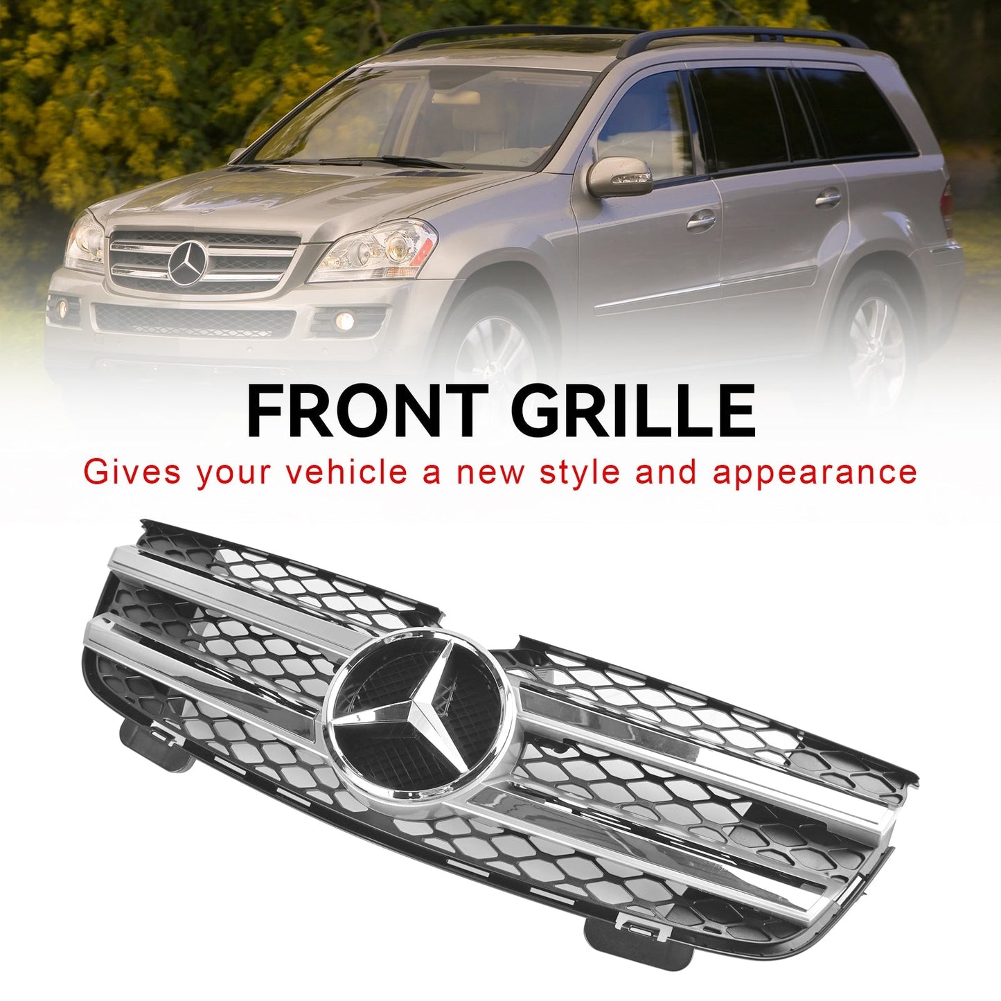 Benz 2007-2009 GL-Class X164 GL320 GL450 GL350 Chrome Diamonds Mercedes Grill Front Bumper Grille