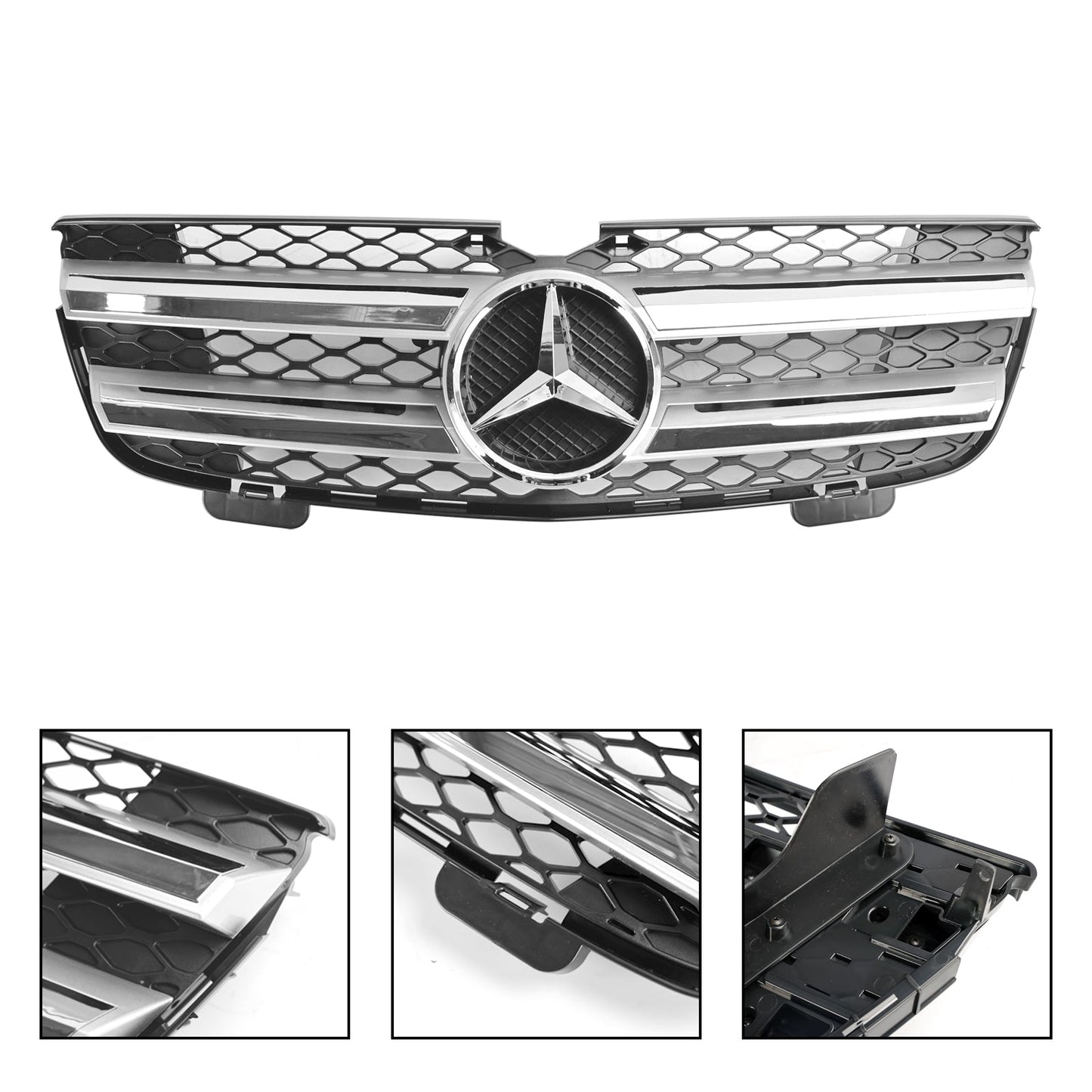 2007-2009 Mercedes-Benz GL-Class X164 Chrome Grille Front Bumper Two Fin Grill With Emblem