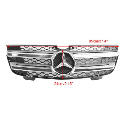 2007-2009 Mercedes-Benz GL-Class X164 Chrome Grille Front Bumper Two Fin Grill With Emblem