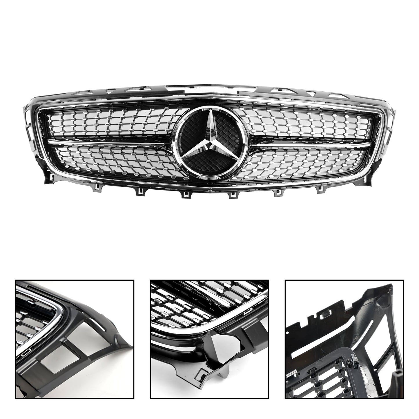 Mercedes Benz CLS W218 C218 X218 2011-2014 CLS250/350/400/500/550 Diamond / AMG Style Grille Front Bumper Black Grill