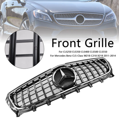 GTR Style Front Grille For Mercedes Benz CLS-Class W218 C218 X218 2011-2014 Upper Bumper Chrome Grille W/ Emblem