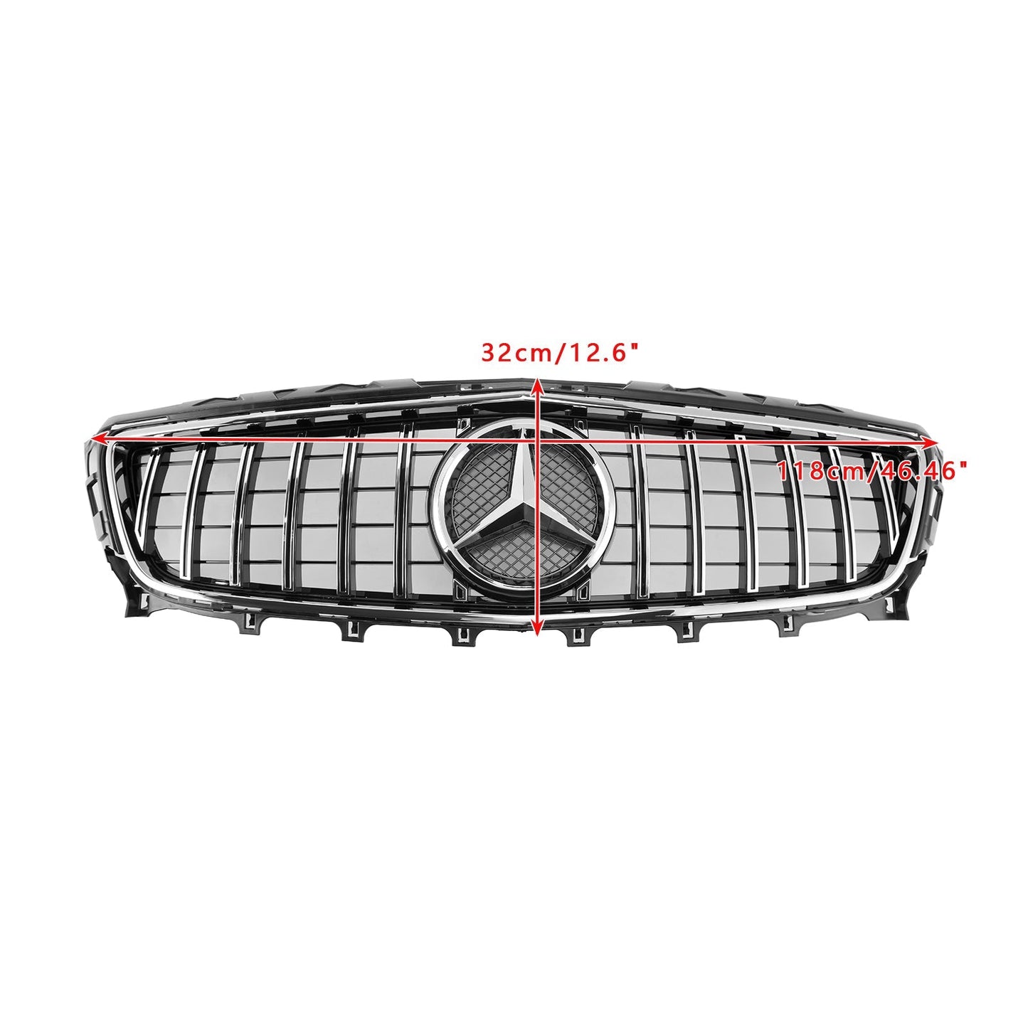 2011-2014 Mercedes Benz CLS-Class W218 C218 X218 GTR Styel Grill Front Bumper Chrome Replacement Grille W/ Emblem