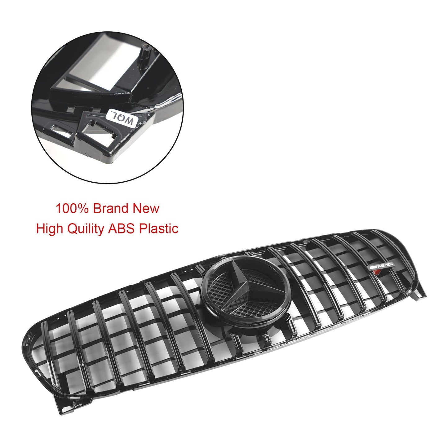 2017-2019 Mercedes Benz GLA-Class W156 X156 GT Style Grille Front Bumper Glossy Black Grill