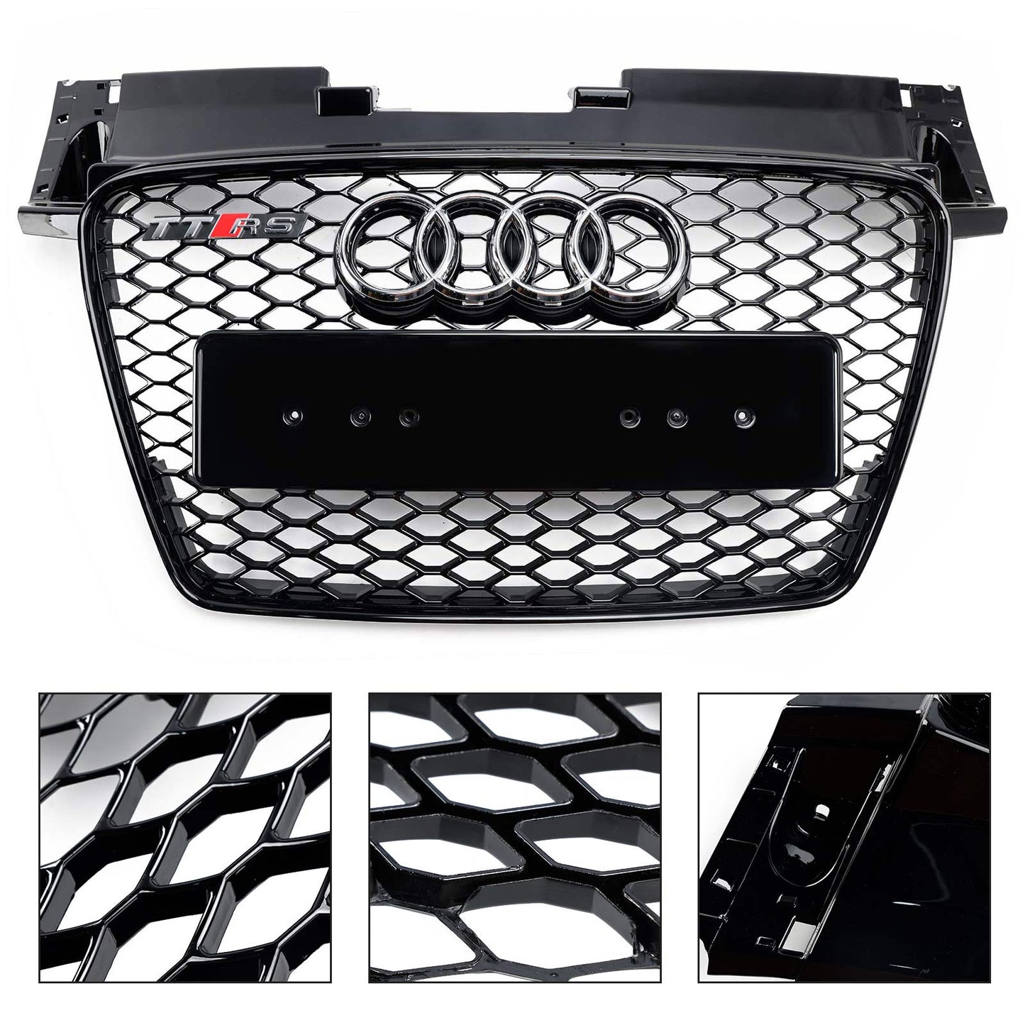 2006-2014 Audi TT /TTS J8 MK2 Honeycomb Front Grill RS Glossy Black Air Intake Radiator Sport Grille