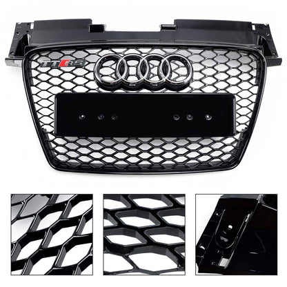 2006-2014 Audi TT /TTS J8 MK2 Honeycomb Front Grill RS Glossy Black Air Intake Radiator Sport Grille