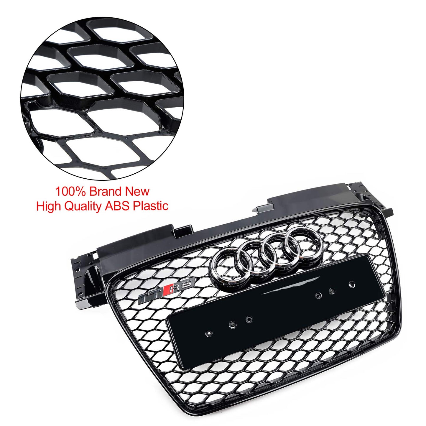 2006-2014 Audi TT /TTS J8 MK2 Honeycomb Front Grill RS Glossy Black Air Intake Radiator Sport Grille