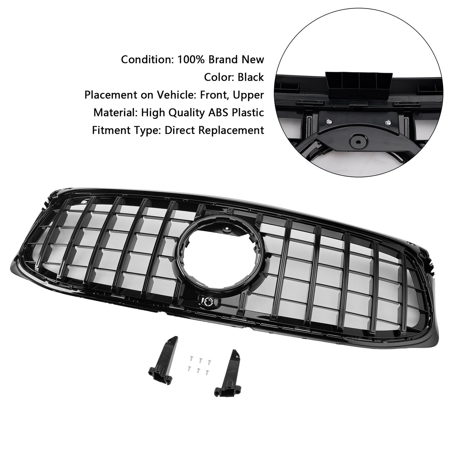 2020-2023 Mercedes Benz GLB-Class X247 GT Style Grill Front Bumper Replacement Glossy Black Grille