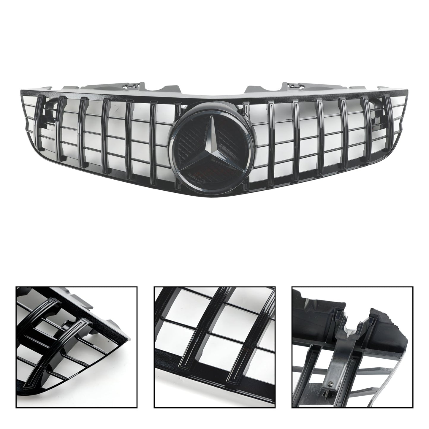 2009-2012 Benz SL-Class R230 SL500 SL550 SL63 SL65 Mercedes Front Bumper Upper Grill AMG Style Grill Replacement
